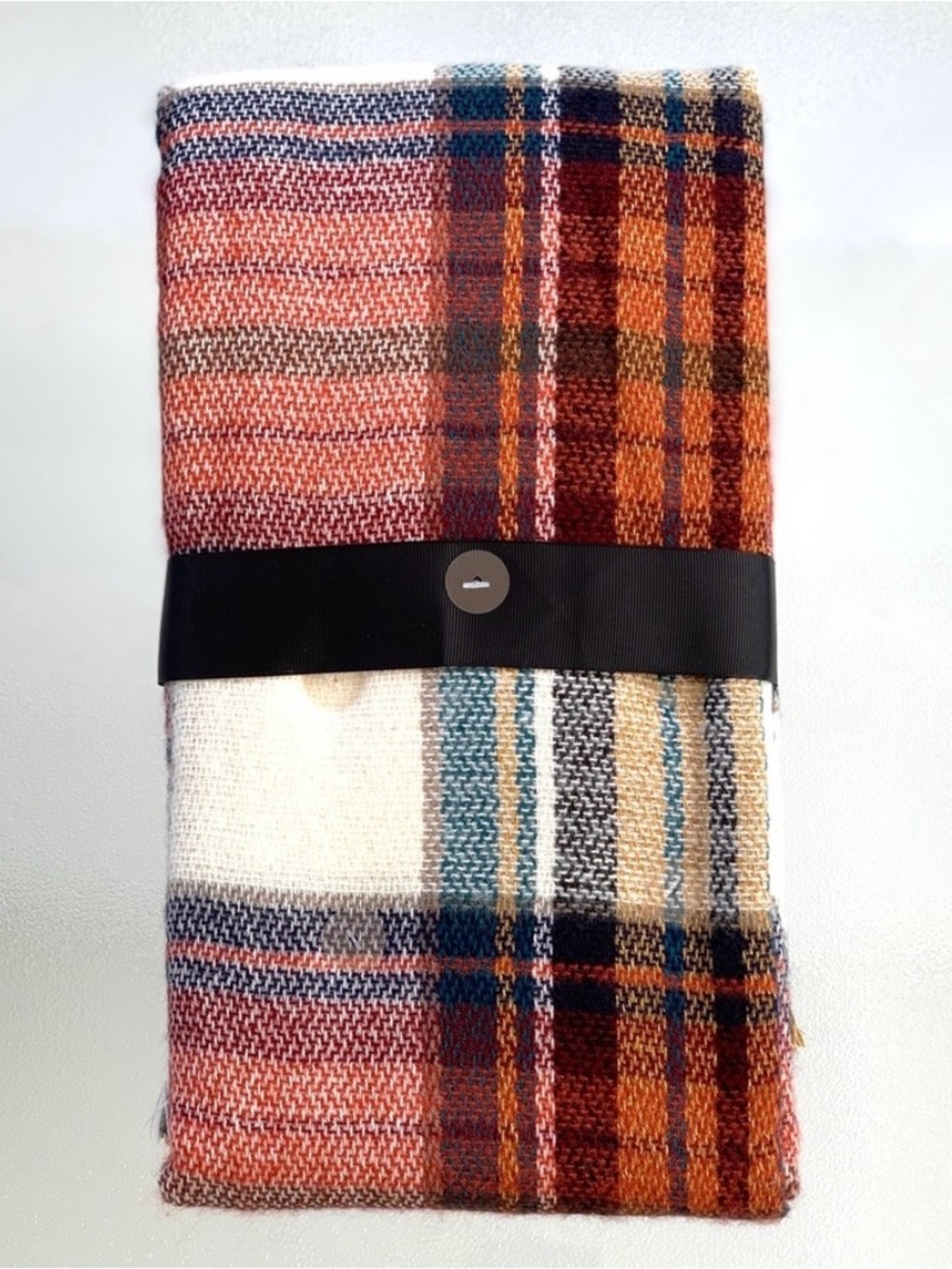 Steve Madden Black Knit Touchscreen Gloves and Red Plaid Blanket Scarf Gift Set - Picture 4 of 4